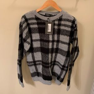 BoohooMan Brushed Check knitted sweater